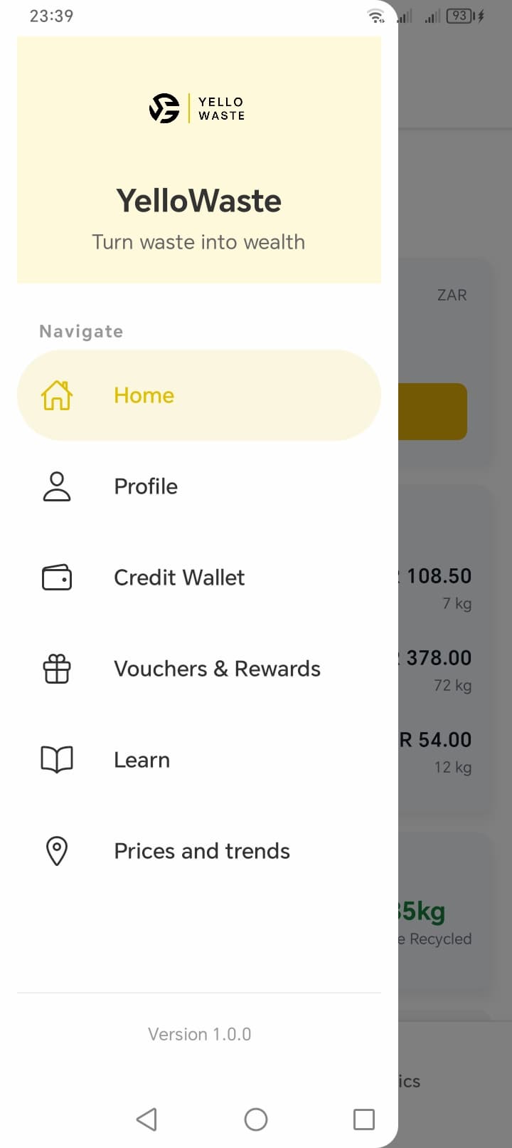 On-demand recycling mobile application