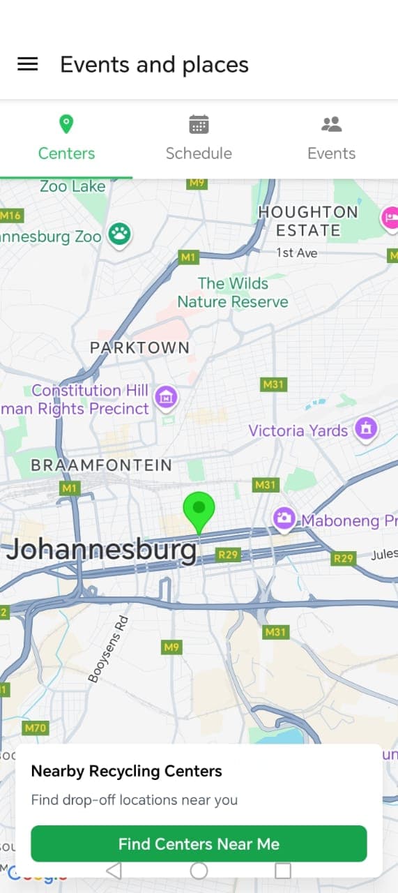 Mobile app calendar showing waste collection schedule